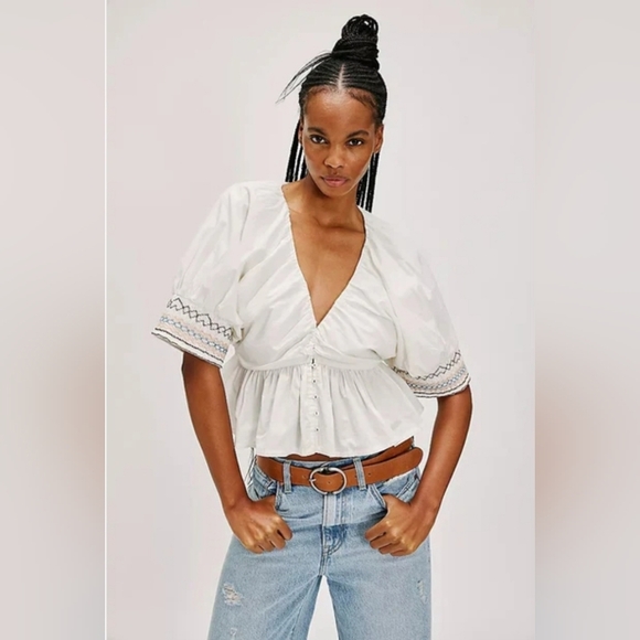 Free People Tops - Free People Where We Meet Smocked Blouse Top